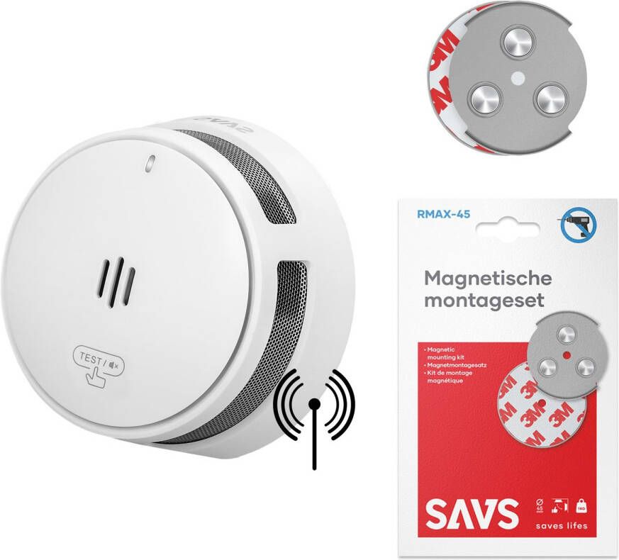 SAVS S10-W Slimme rookmelder met WiFi Met magneet montage LinkSmart 10 jaar batterij Draadloos RF koppelbaar Infrarood sensor Brandalarm zonder boren