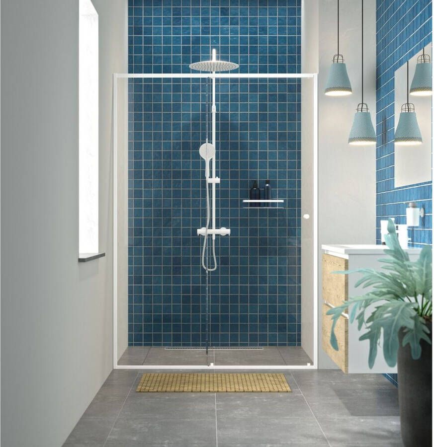 Sealskin Douche Schuifdeur Contour 140 X 200cm Wit Profiel 6 Mm Helder Glas