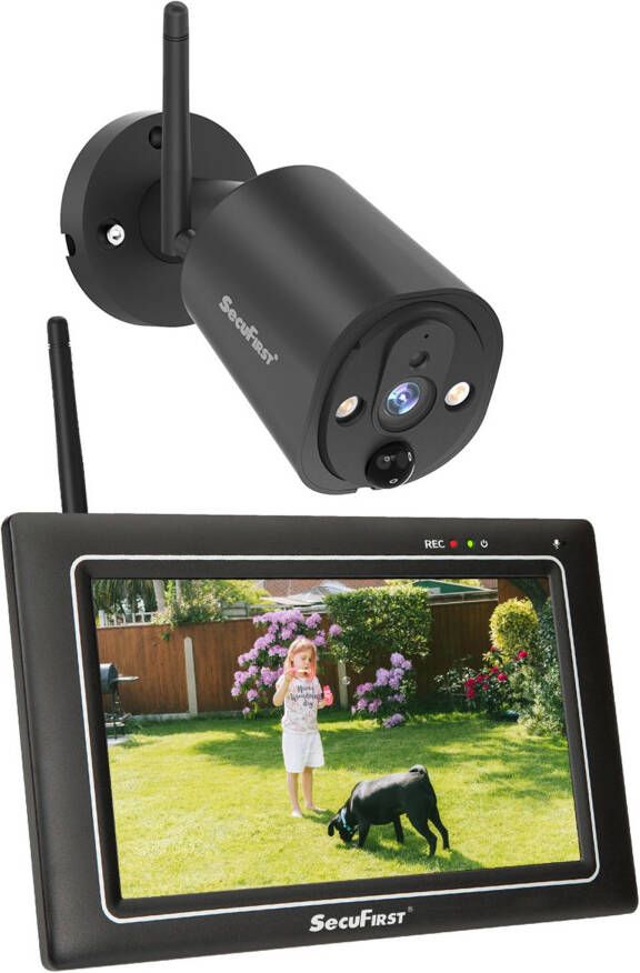 SecuFirst Cwl401s Met 7 Inch Monitor En 1x Draadloze Beveiligingscamera Zwart