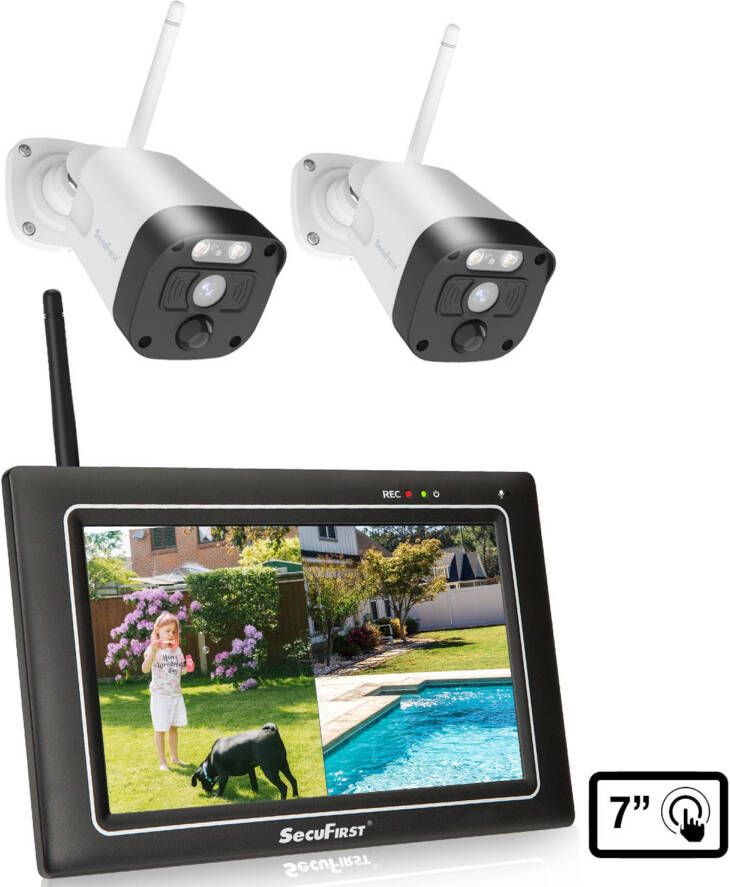 SecuFirst Cwl401w 2 Met 7 Inch Monitor En 2x Draadloze Beveiligingscamera Wit