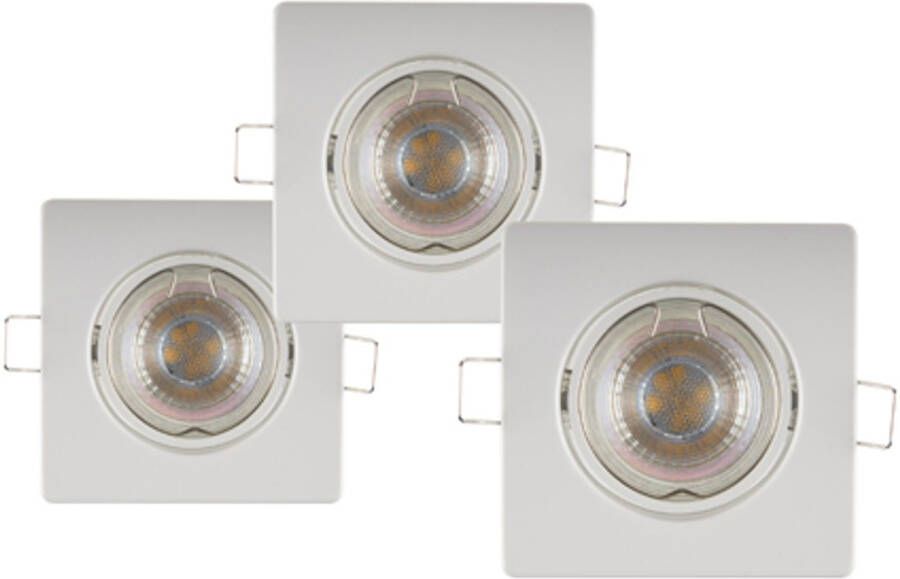 Sencys Inbouwspot Led Gu10 Richtbaar 345 Lum 3x5w 36° Vierkant Staal