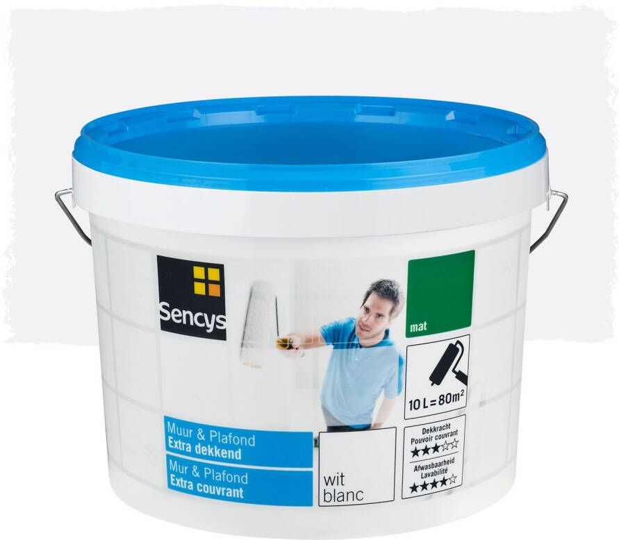 Sencys Muur & Plafond Extra Dekkend Mat Wit 10l