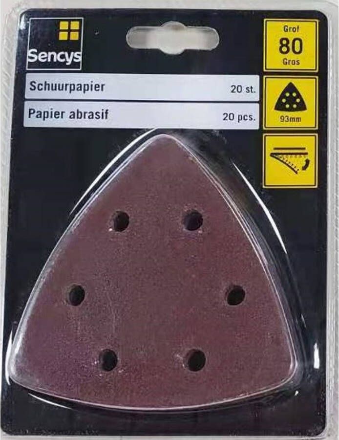 Sencys Schuurpapier K80 93mm – 20 Stuks