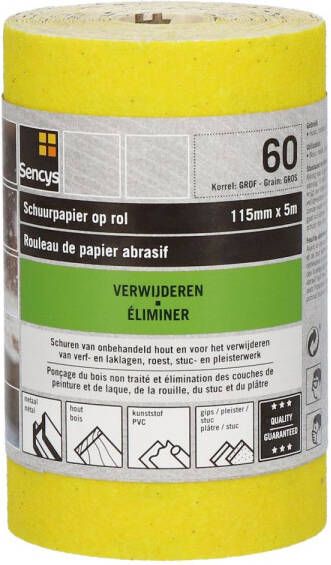 Sencys Schuurrol Papier Geel A o 115mm X 5m P60