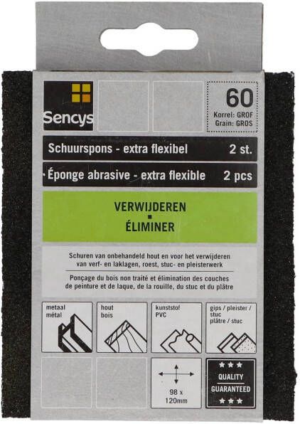 Sencys Schuurspons P60 120x98x13mm 2st