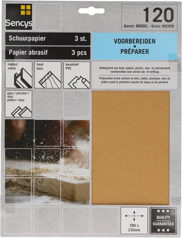 Sencys Schuurvel A o 230x280mm P120 3st