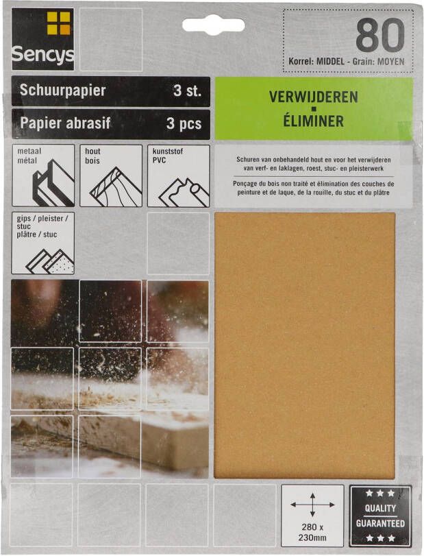 Sencys Schuurvel A o 230x280mm P80 3st