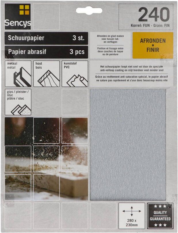 Sencys Schuurvel Stearaat Wit 230x280mm P240 3st