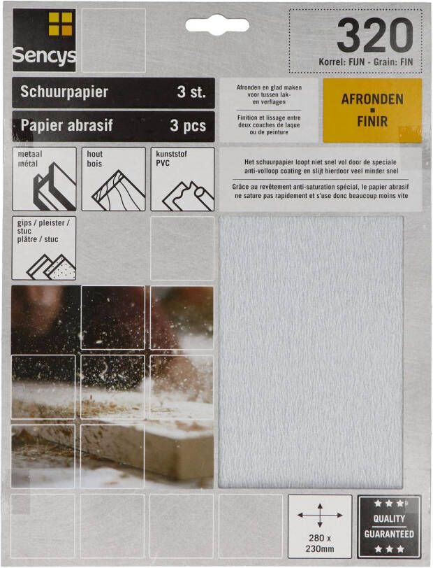 Sencys Schuurvel Stearaat Wit 230x280mm P320 3st