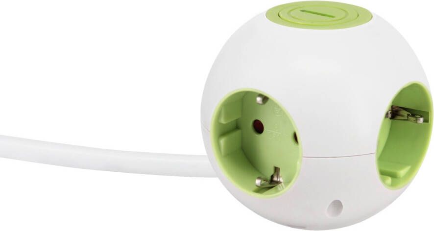 Sencys Stekkerdoos Globe 4-voudig Wit groen 1 4 Meter