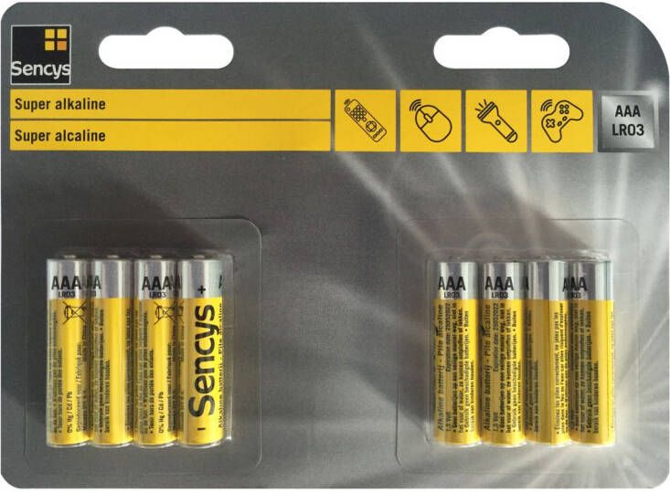 Sencys Super Alkaline Batterij Aaa lr03 8 Stuks