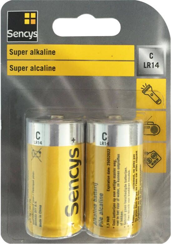 Sencys Super Alkaline Batterij C lr14 2 Stuks