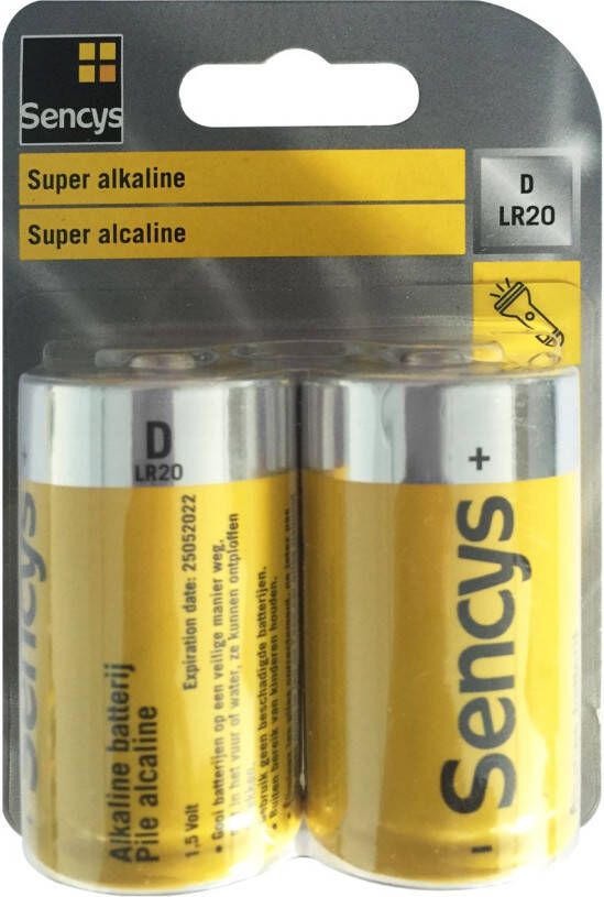 Sencys Super Alkaline Batterij D lr20 2 Stuks