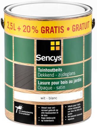 Sencys Tuinhoutbeits Dekkend Zijdeglans White 3l