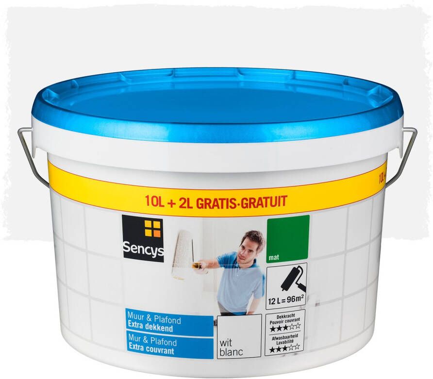 Sencys Verf Muur & Plafond Extra Dekkend 12l