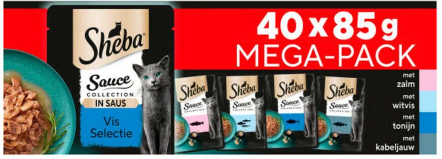 Sheba Kattenvoer Sauce Collection Vis Selectie In Saus Natvoer 40 X 85 Gr Mega Pack