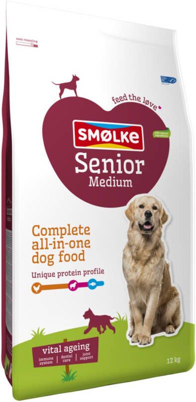 Smolke Senior Medium Hondenvoer Kip Lam 12 kg