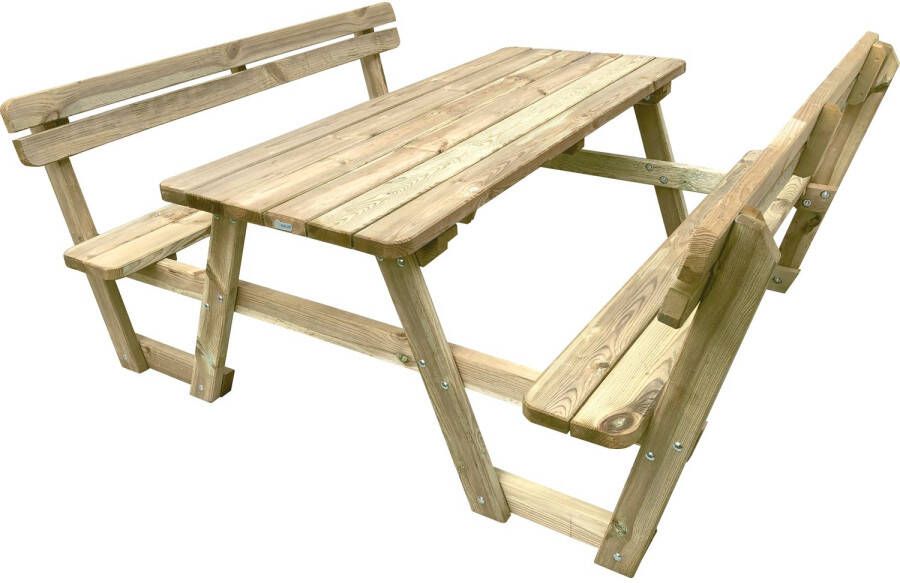 Solid Picknicktafel Set + Leuning Hout 180cm