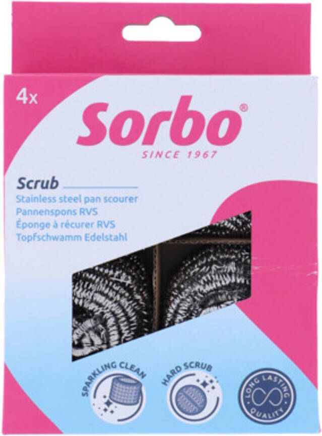 Sorbo Pannenspons Rvs 4st