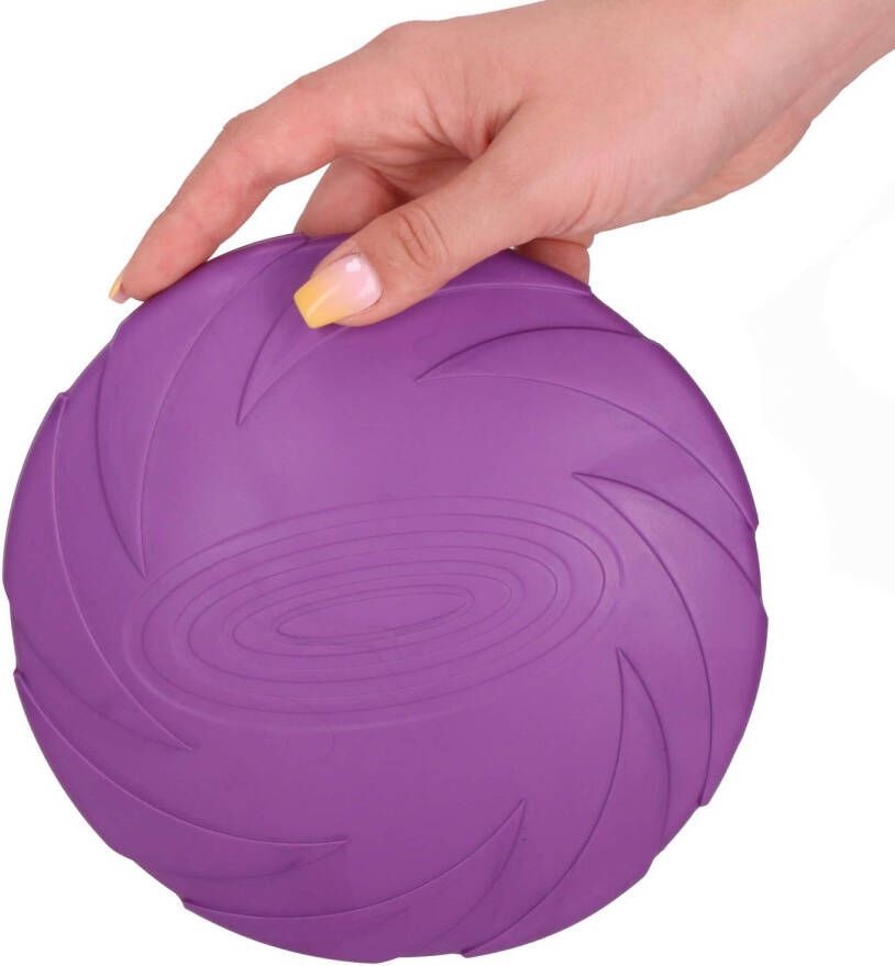 Springos Frisbee Voor Honden Schijf Voerbak 2 In 1 Rubber Paars 18 Cm