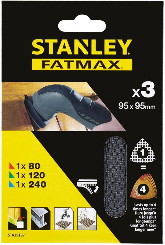 Stanley Fatmax Set Van Schuurgaas Driehoek Quickfit 80 120 240gr