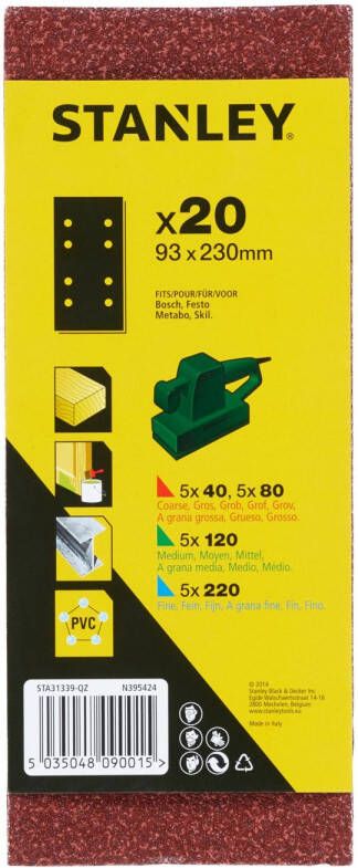 Stanley Schuurstroken Bosch Vlakschuurmachine Sta31339-qz 93x2300mm Assorti 20 Stuks