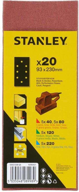 Stanley Schuurstroken Vlakschuurmachine Sta31338-qz 93x2300mm Assorti 20 Stuks