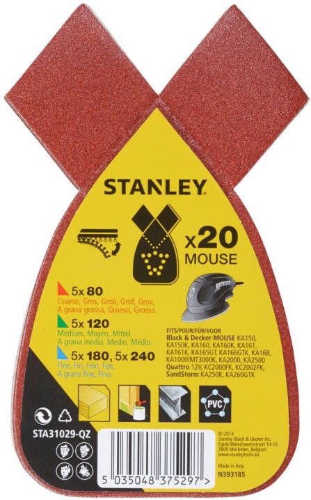 Stanley Schuurvellen Detailschuurmachine Sta31029-qz Assorti 20 Stuks