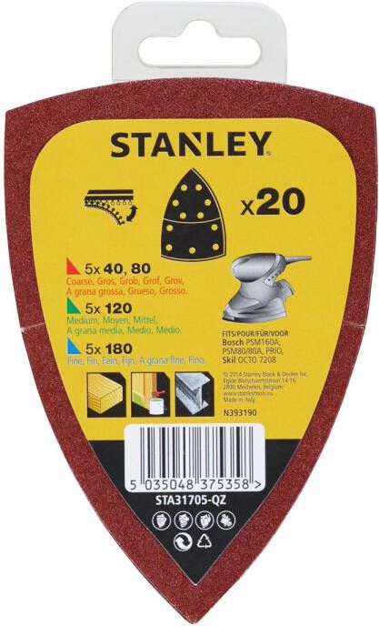 Stanley Schuurvellen Detailschuurmachine Sta31705-qz Assorti 20 Stuks