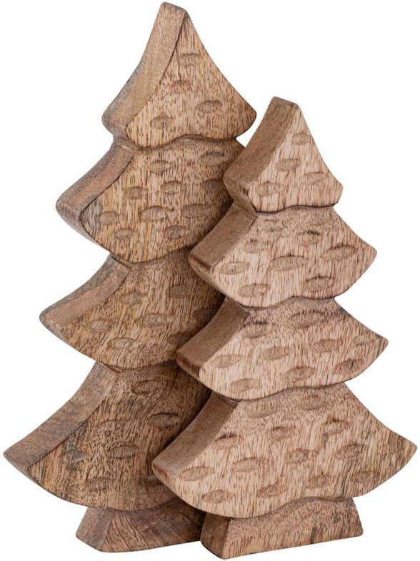 SVJ Home Decorations Svj Decoratieve Boom 3x16x23 Cm Mango Hout Naturel Set Van 2