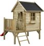 SwingKing Houten speelhuisje met glijbaan en trap Camilla ( ) Kinderhuisje voor Buiten in de Tuin Voor Kinderen vanaf 3 Jaar FSC Hout Glijbaan Rood - Thumbnail 2