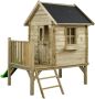 SwingKing Houten speelhuisje met glijbaan en trap Camilla ( ) Kinderhuisje voor Buiten in de Tuin Voor Kinderen vanaf 3 Jaar FSC Hout Glijbaan Appelgroen - Thumbnail 2