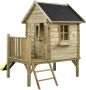SwingKing Houten speelhuisje met glijbaan en trap Camilla ( ) Kinderhuisje voor Buiten in de Tuin Voor Kinderen vanaf 3 Jaar FSC Hout Glijbaan Geel - Thumbnail 2