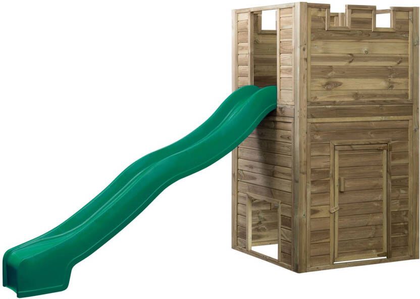 SwingKing Houten Speeltoren Lancelot ( ) Speeltoren met Glijbaan voor Buiten in de Tuin FSC Hout Glijbaan Groen