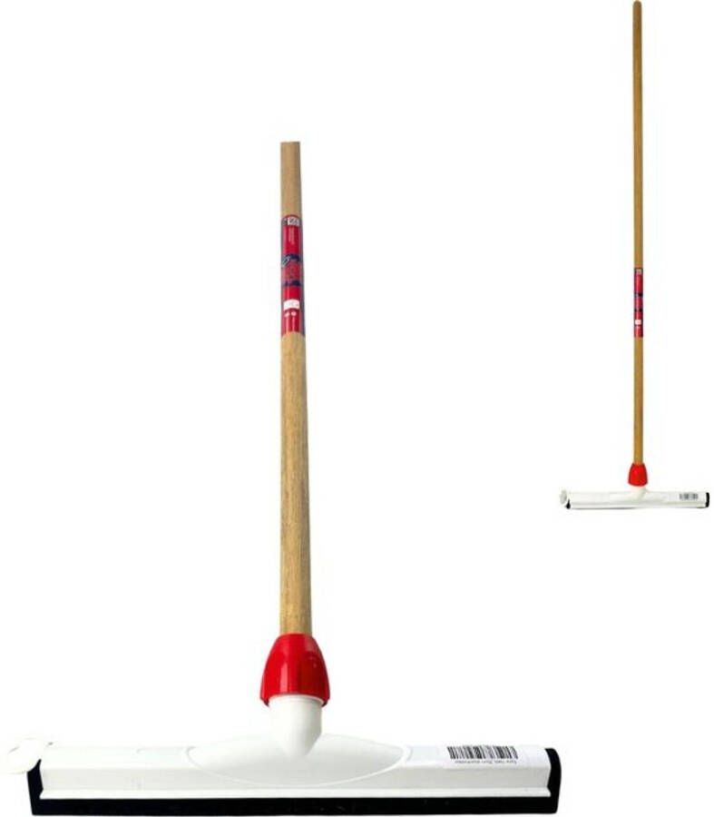 Synx Tools Vloertrekker 45cm Kunststof Vloertrekker Trekkers Watertrekker Dweilen Natuurrubber Vloermop Vloerreiniger Met Houten Steel 120cm