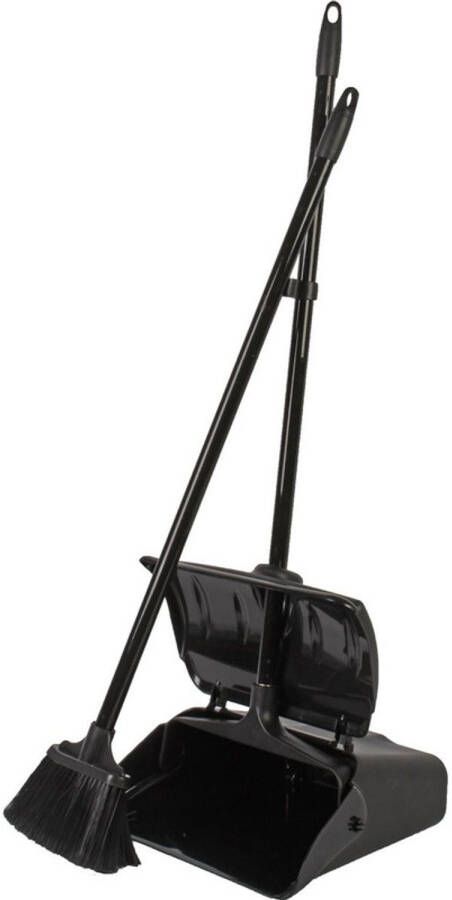 Synx Store Luxe stoffer en blik zwart met steel en automatische opvangblik 108 x 34 x 18 cm stofblikset schoonmaakartikelen - Foto 2