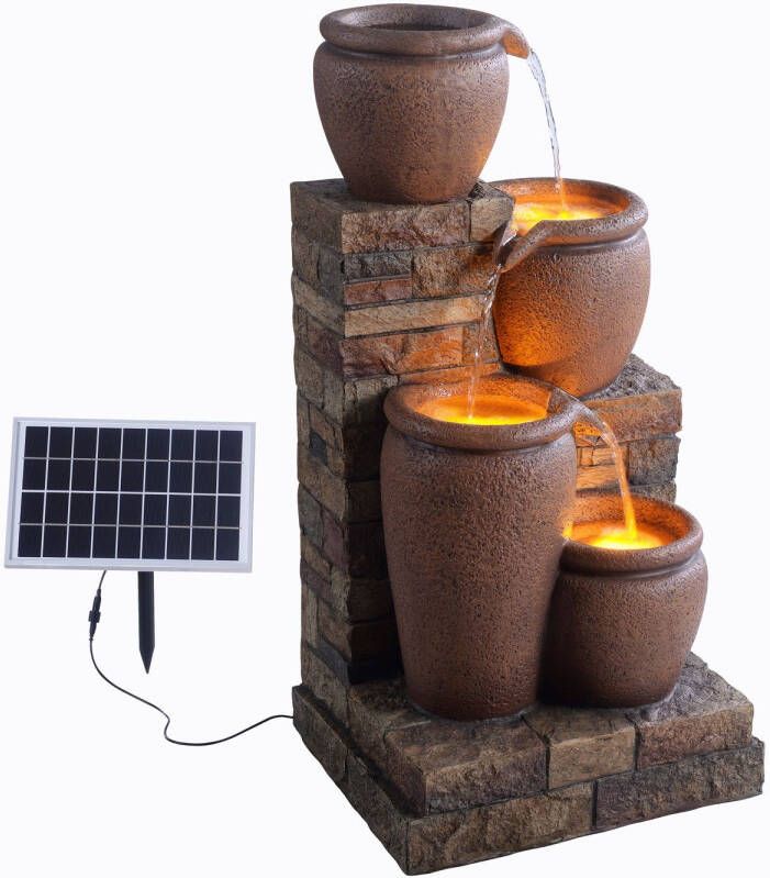Teamson Home Waterornament Rj-23063 Kom Met 4 Niveaus Zonne-energie Bruin