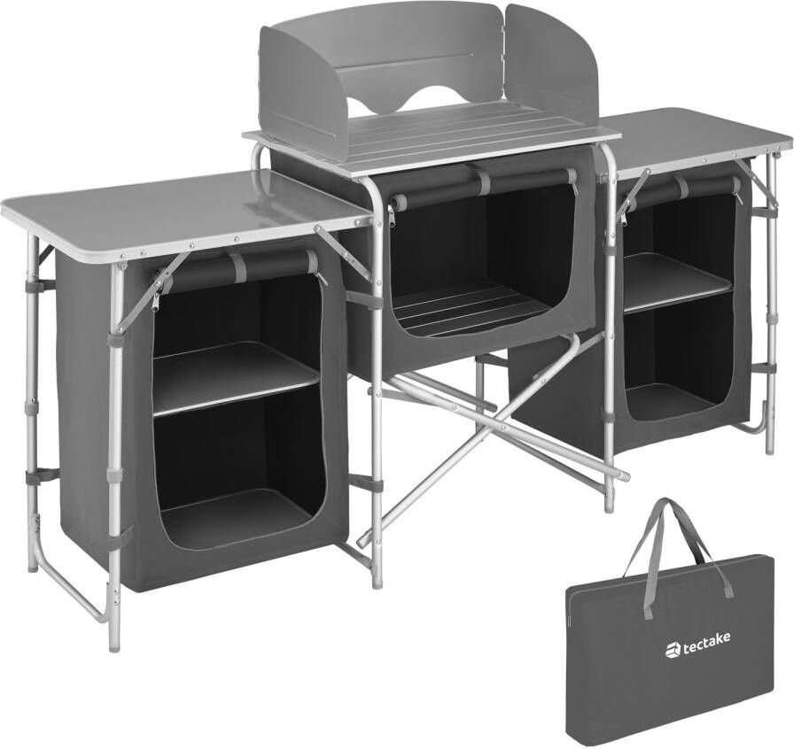 TECTAKE Campingkeuken 172x52x104cm Grijs