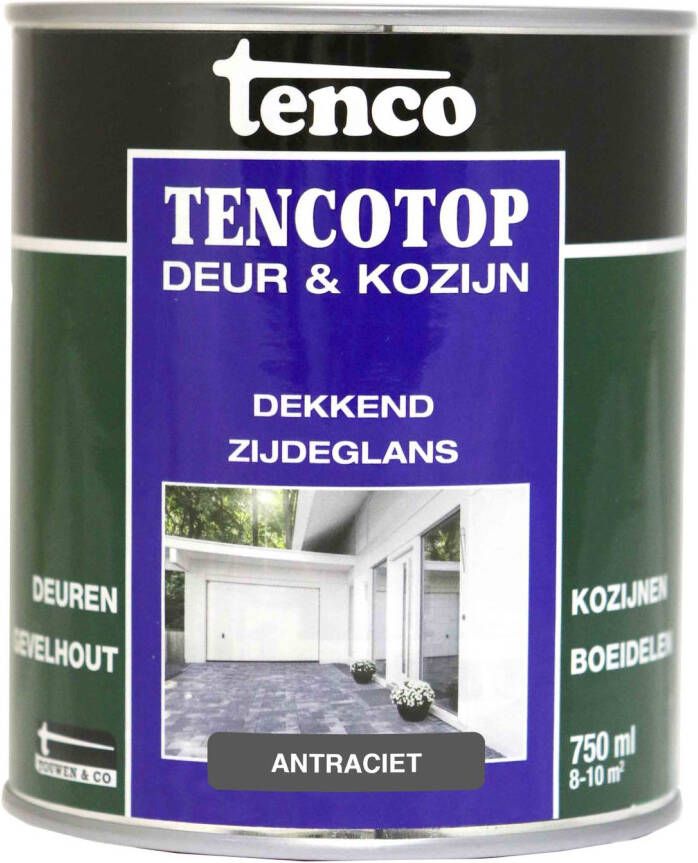 Tenco top Verfbeits Deur & Kozijn Dekkend Zijdeglans Antraciet 0 75l