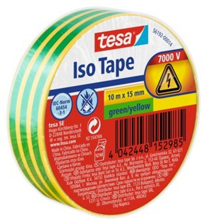 Tesa Isolatietape Iso Tape Pvc Groen-geel 10mx15mm