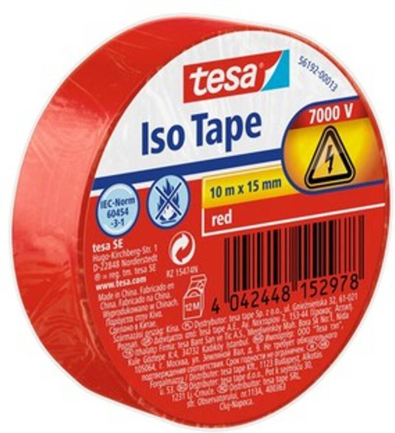 Tesa Isolatietape Iso Tape Pvc Rood 10mx15mm