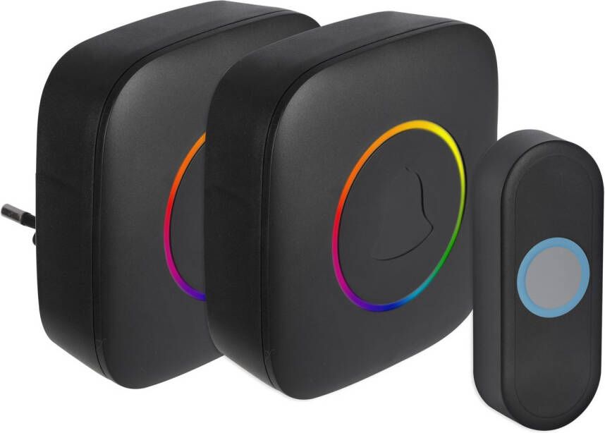 Unbranded Exin Gong Set Batterij plug-in Beldrukker Rgb Zwart