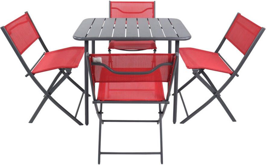 Vcm 5-tlg. Set Bistroset Esstisch Gartenset Balkonset Stuh klappbar Tisch Garten Camping Sumila 80x55