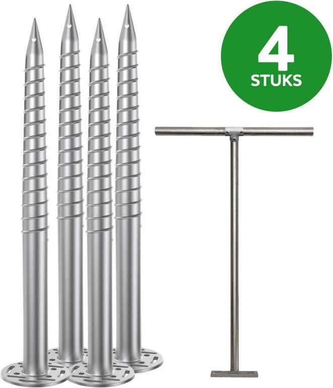 VDSF Schroeffundering Doe-het-zelf Pakket 100cm – 4 Stuks Schroefpaal