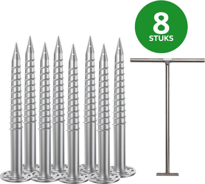 VDSF Schroeffundering Doe-het-zelf Pakket 80cm – 8 Stuks Schroefpaal