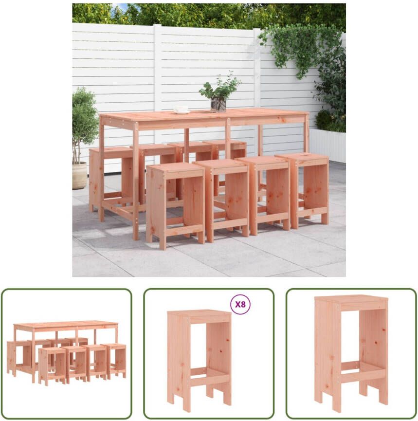 The Living Store Barset Douglas Hout Tuintafel 203.5 x 90 x 110 cm Barkruk 40 x 36 x 75 cm Sterk Praktisch