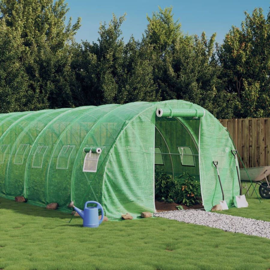 VIDAXL Broeikas Pe En Gegalvaniseerd Staal 8 X 3 X 2 M Groen