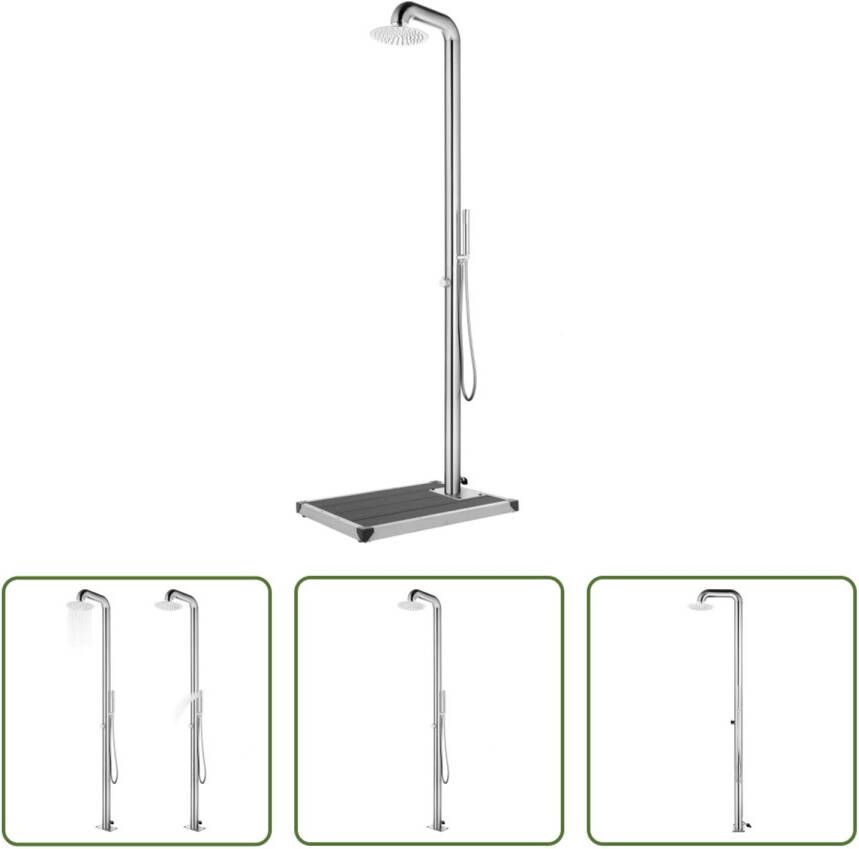 VIDAXL Buitendouche Rvs Grijs 230 Cm Dubbele Handdouche