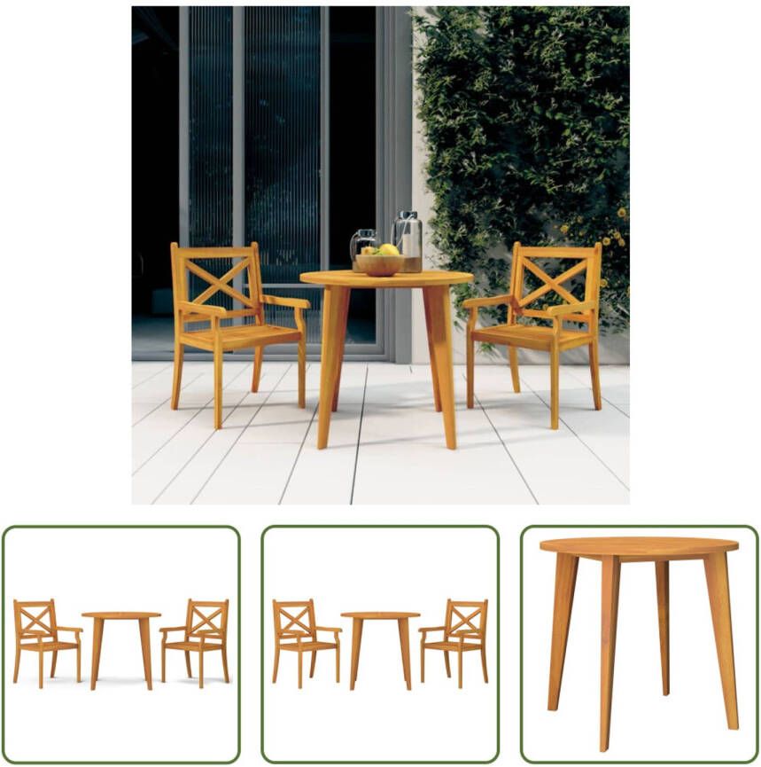 The Living Store Eethoek Massief Acaciahout Tuintafel 85 x 75 cm Stoel 54 x 55 x 90 cm