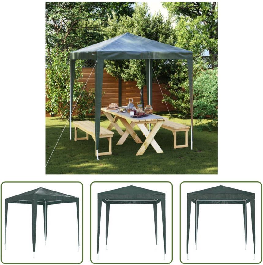 The Living Store Feesttent Partytent 2 x 2 x 2.4 m Groen UV- en waterbestendig